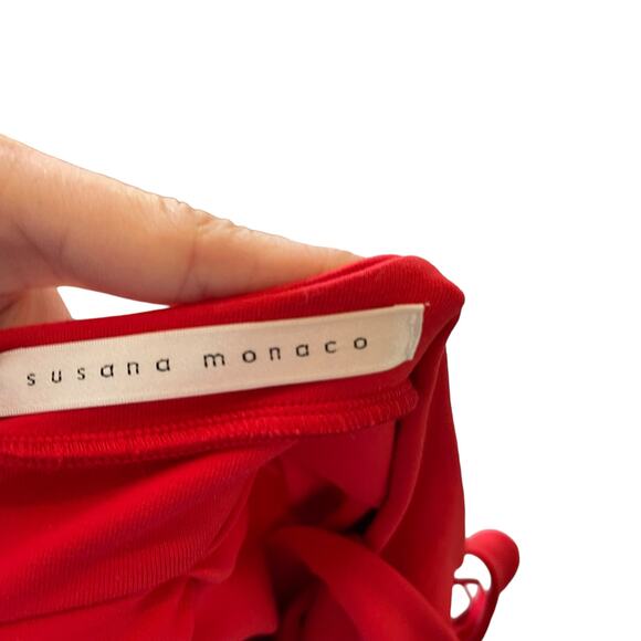 Susana Monaco high neck Red Open back crisscross straps full skirt dress - M - Picture 6 of 6